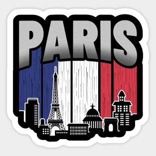 Paris France Skyline Vintage Flag Sticker